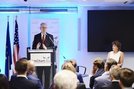 Toasting our new office space with Ambassador Mark Gitenstein